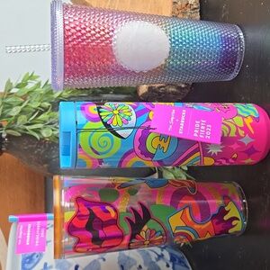 Starbucks Tumbler LOT-Tim Singleton 2023 Collection Item &2020 Rainbow Studded